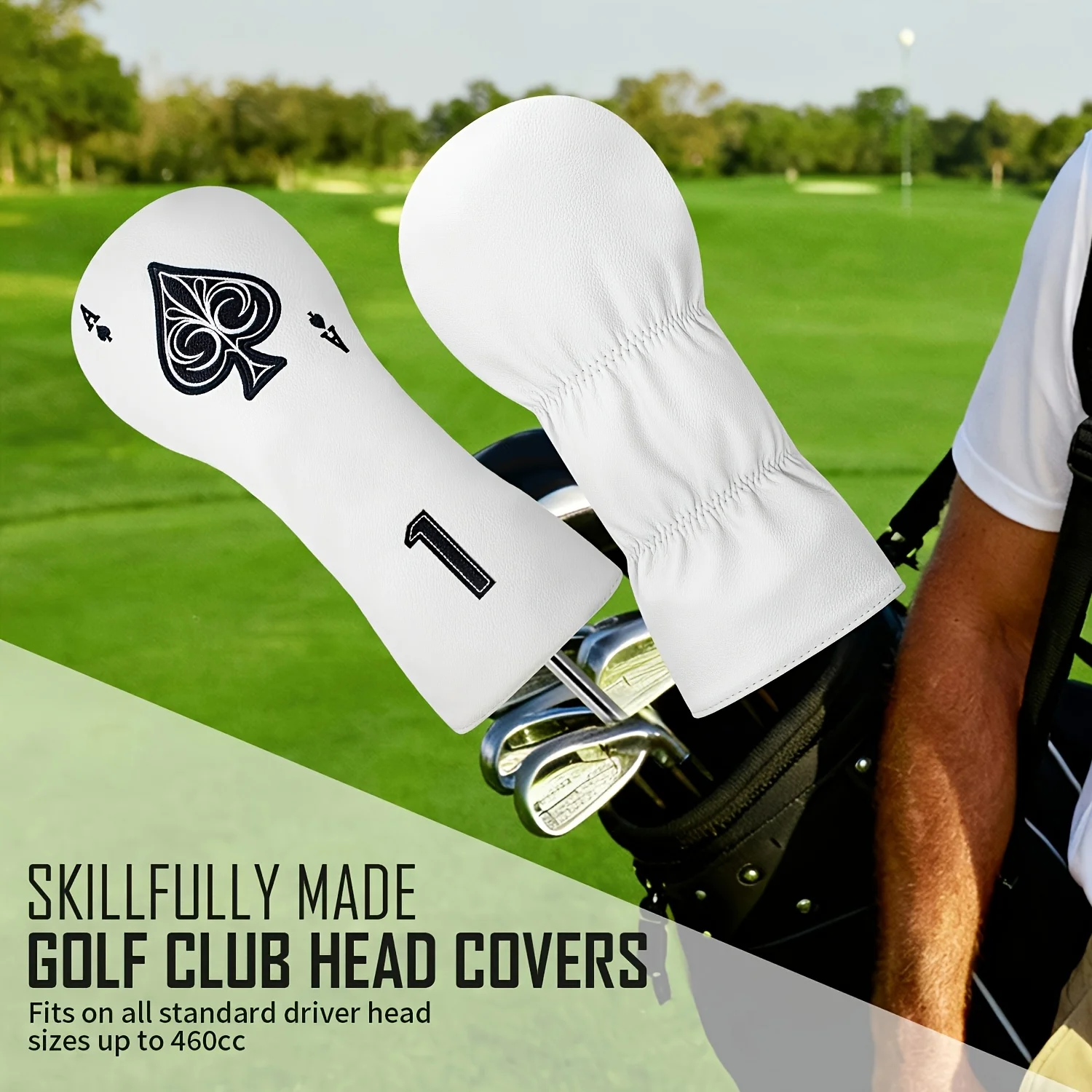 1pc/3pcs Playing Card Spade Pattern Golf Head Covers, Fits Driver, Fairway Wood And Hybrid Clubs, Unisex Design, - view 2