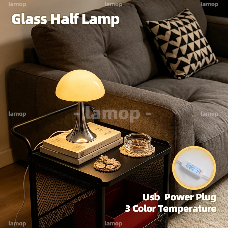Umbrella‑Shaped Floral Glass Table Lamp,Desktop Lamp for American Style Kids & Teen Room Home Decor