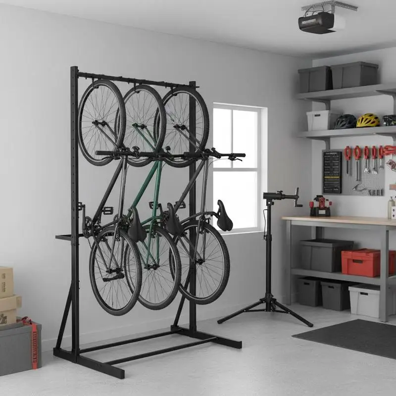 

Vertical Bicycle Stand 300LBS Capacity For Garage Yard Living Room Carbon Steel Freestanding 5-Bike Storage Rack 47.2"x13"x29" Heavy Duty Floor Organizer Stand Indoor Outdoor Use