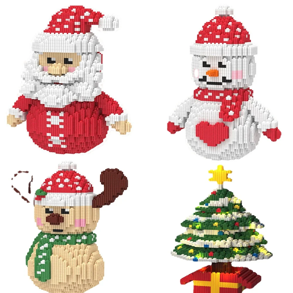 

Micro Cute Christmas Block DIY Cartoon Santa Claus Snowman Xmas Tree Elk Diamond Building Brick Toy For Children