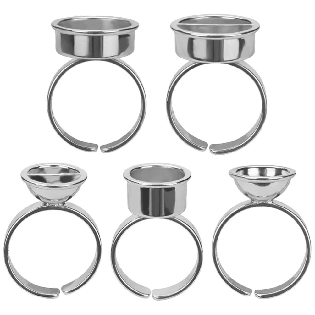 5 قطعة حلقات الحبر الفولاذ المقاوم للصدأ الوشم الصباغ حامل الحاجب الغراء الدائري الكؤوس رمش تمديد لوازم الوشم كوب الحبر