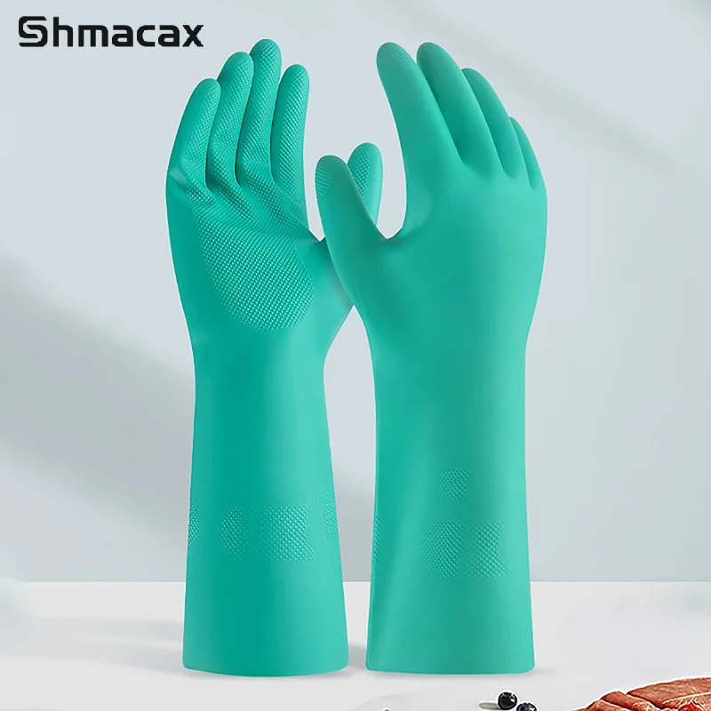 

1Pair Thick Nitrile Gloves - Chemical Acid Resistant Waterproof Long Sleeve Gloves For Gardening Chemical Painting ,Latex Free