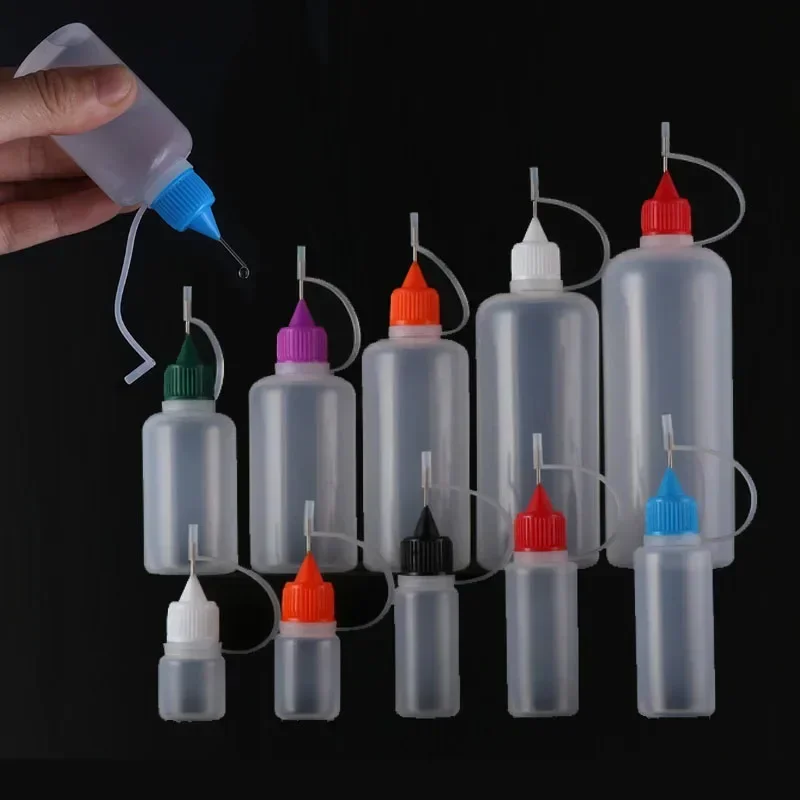 10Pcs 3/5/10/15/20/30/50/100ml Plastic LDPE Dropper Bottles Steel Needle Tips Bottle E Liquid Vape Oils Squeezable Containers