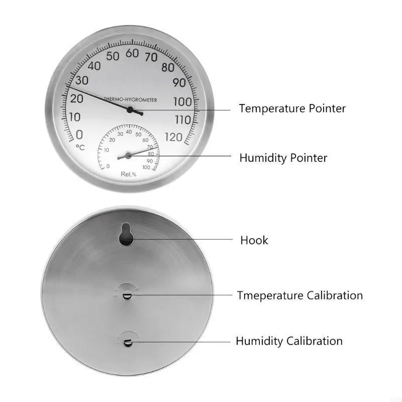 

4XFD Wall Thermometer Hygrometer with Stainless Steel Enclosure Hanging Hygrometer
