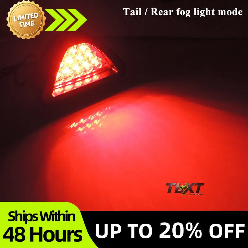 TLXT Universal Brake Signal Lamp F1 Style Triangle Sporty 12LED Rear Fog Light Tail Third Brake Lamp DRL For Car Modified Access