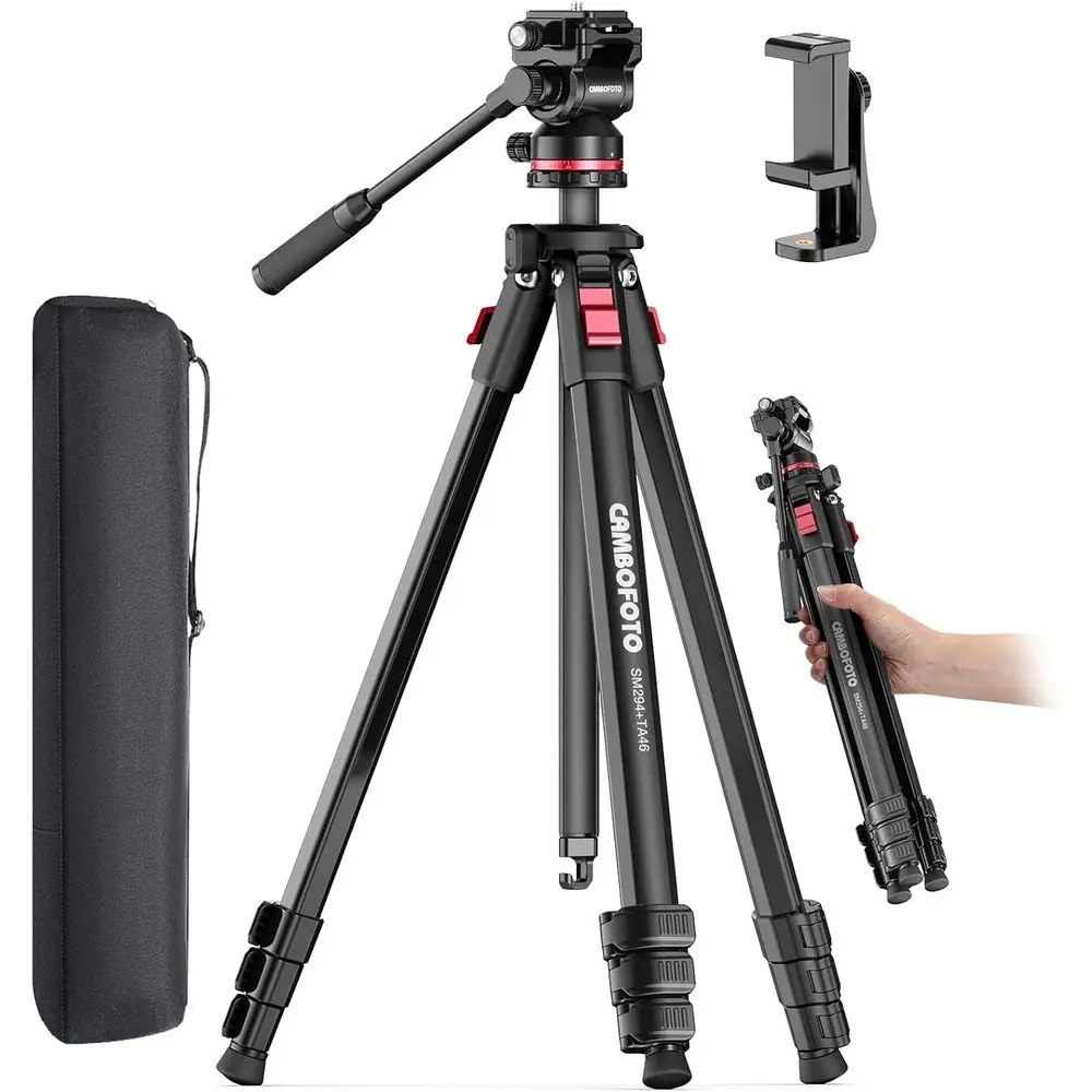 

Portable Video Tripod for DSLRs, Camcorders, Binoculars - Max Load 8.8lbs, Black