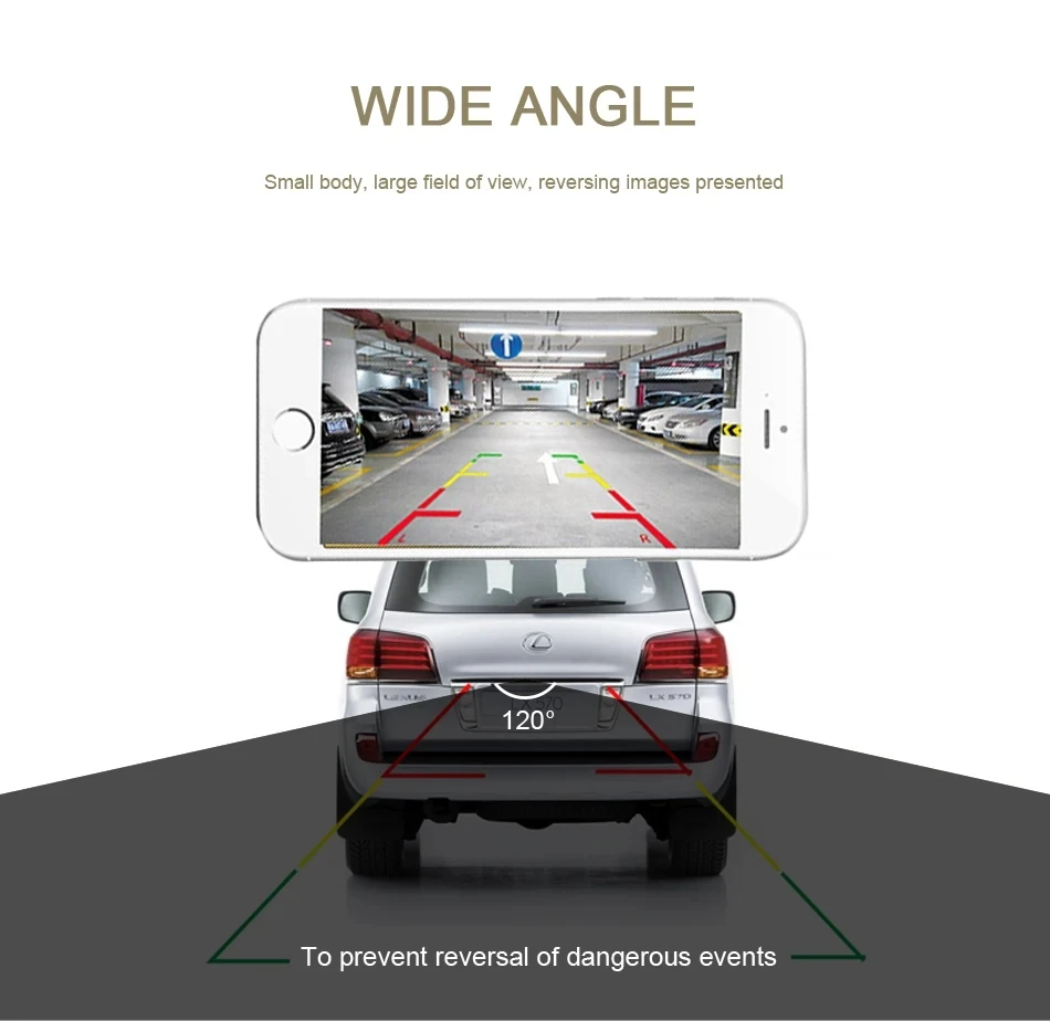 Car Camera Wireless WIFI HD Starlight Night Vision 720P IP68 Waterproof  Rear View 170° Wide Angle Color Reversing Image