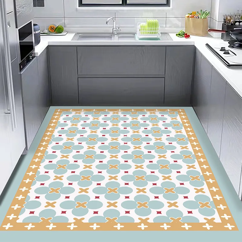 Balcony Kitchen Floor Mat PVC Waterproof Oil-proof Non-slip Carpet Disposable Wipeable Carpets Large-area Dirt-resistant Rugs