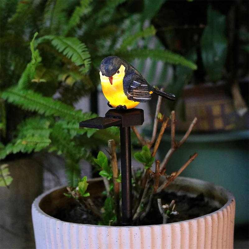 Solar Garden Lights Outdoor LED Resin Bird Decor for Lawn Pathway Yard Landscape Decoration Waterproof Animal Stake Light