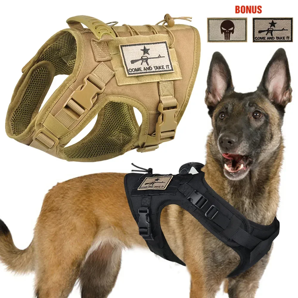 Tactical Dog Training Harness Outdoor Working Vest Adjustable Nylon Military MOLLE Dogs Cloth with Rubber Handle