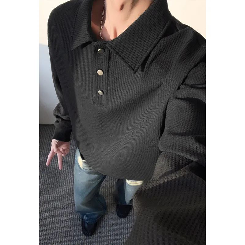 

Loose Fit Ne Sweatirt Men's Sle Color Skin-like Feel Spring Autumn Casual Wear Comfortable Base Layer irt