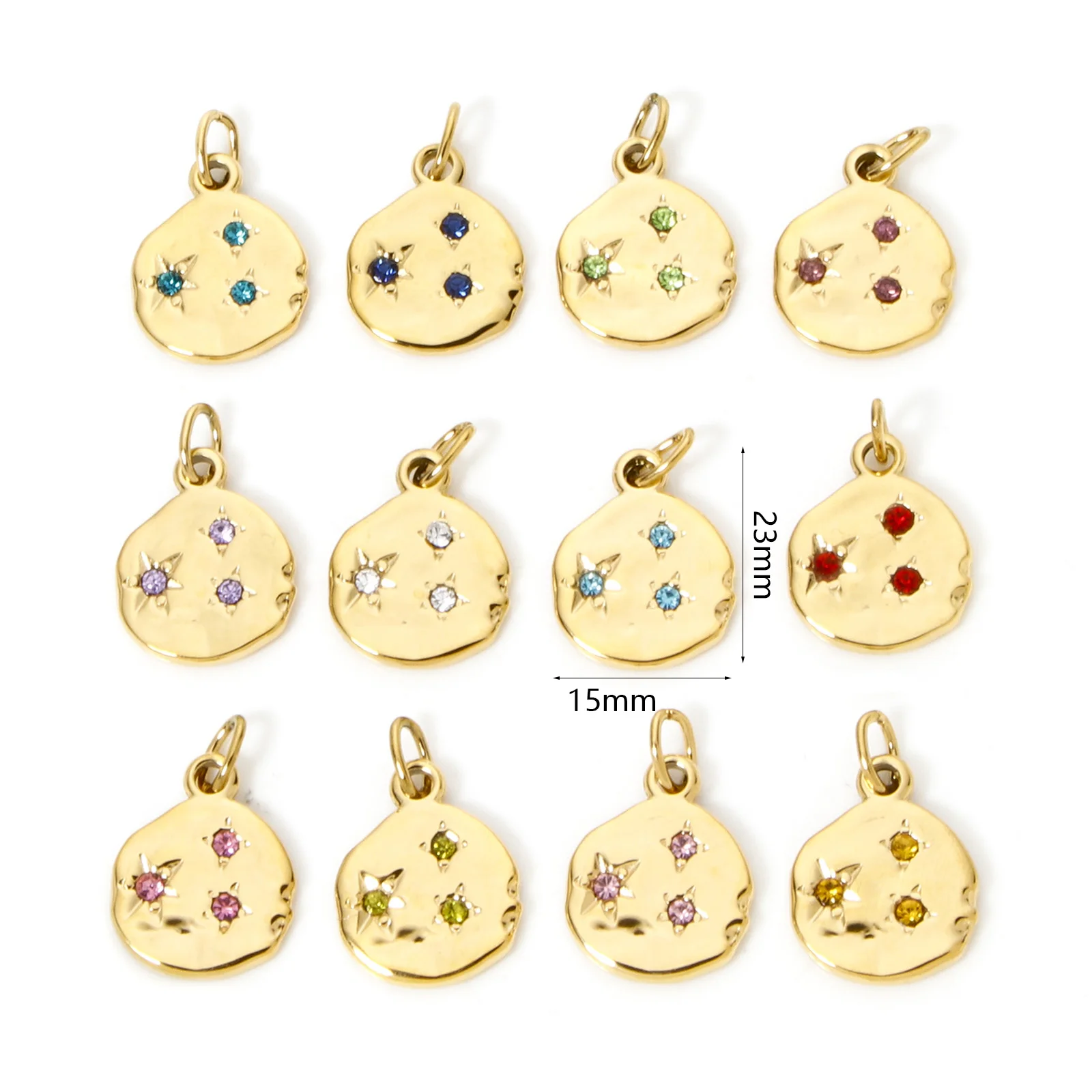 1pc New Stainless Steel Charms Gold Color Galaxy Irregular Star Multicolor Rhinestone Pendant DIY Necklace Jewelry 23mm x 15mm