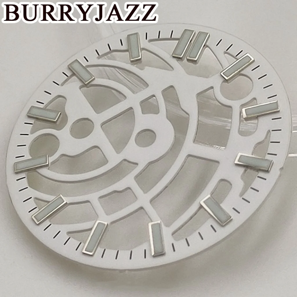 BURRYJAZZ 28.5mm No Logo NH35 NH36 NH70 Watch Dials Black Blue White Dial Green Luminous