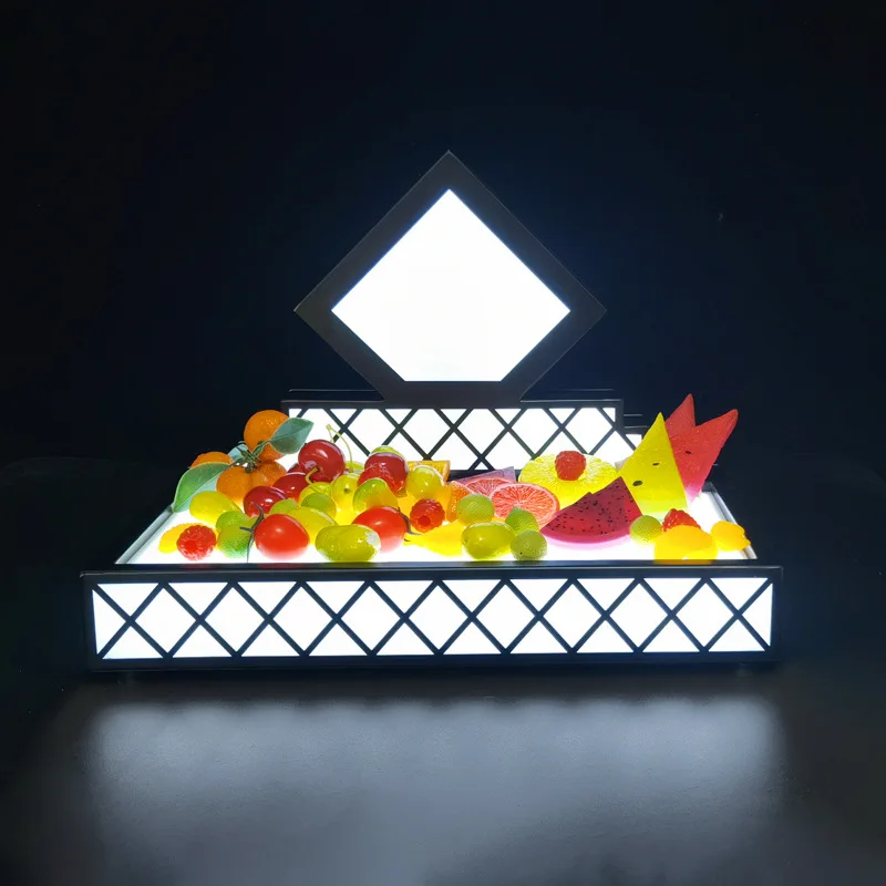 

Bar luminous fruit plate rack special snack plate creative wrought iron single-layer fruit tray, wine tray dual-purpose