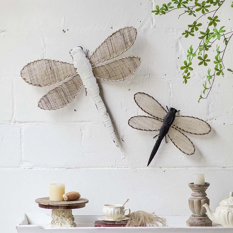 

Vintage Wooden Wall Decor Retro Insect Wall Hanging 3D Dragonfly Art Farmhouse Coffee Shop Bar Wall Decoration Rustic Home Decor