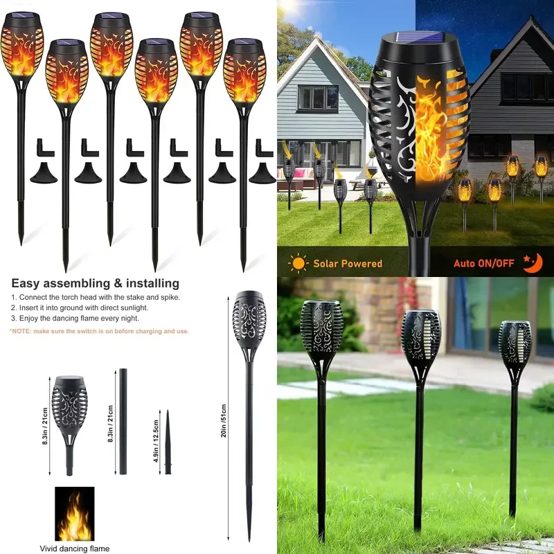 for 12LED Solar Garden Light Flashing Flame Effect IP65 Weatherproof  Outdoor Decorative Lighting