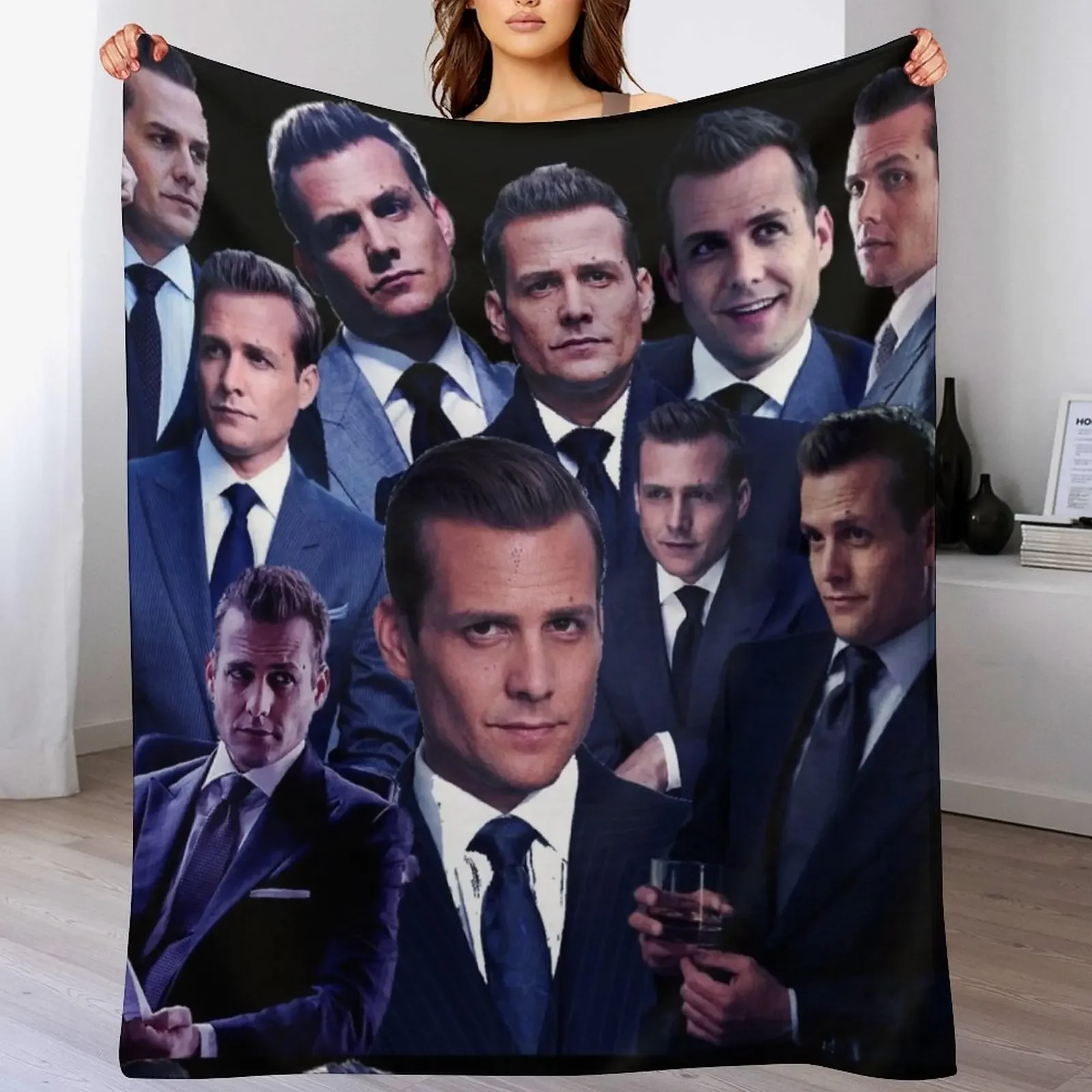 Harvey Specter suits collage tribute design 2022 Throw Blanket Soft Plaid Moving Blankets