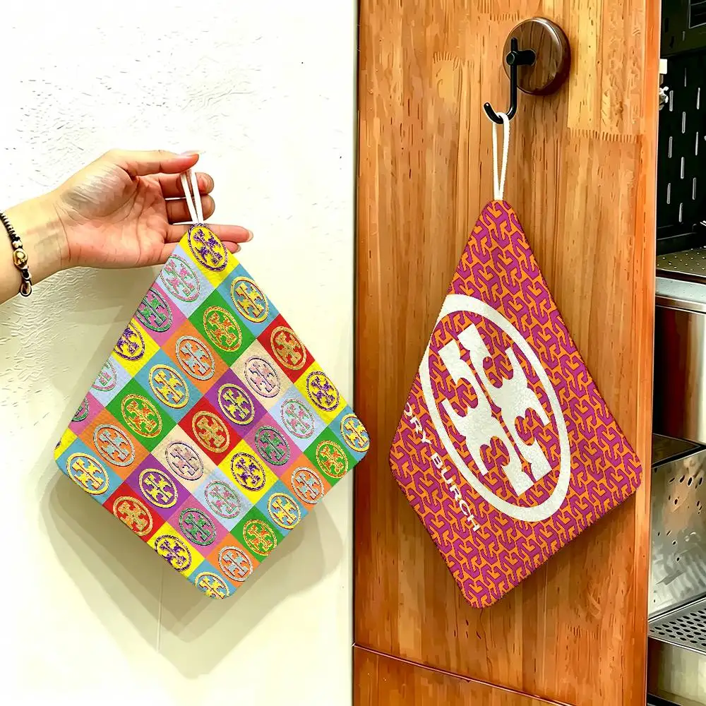 Fashion Brand T-Tory B-Burch Polyester Cotton Hand Wiping Towel, Hanging Design, Durable for Household Restaurant Toilet Use