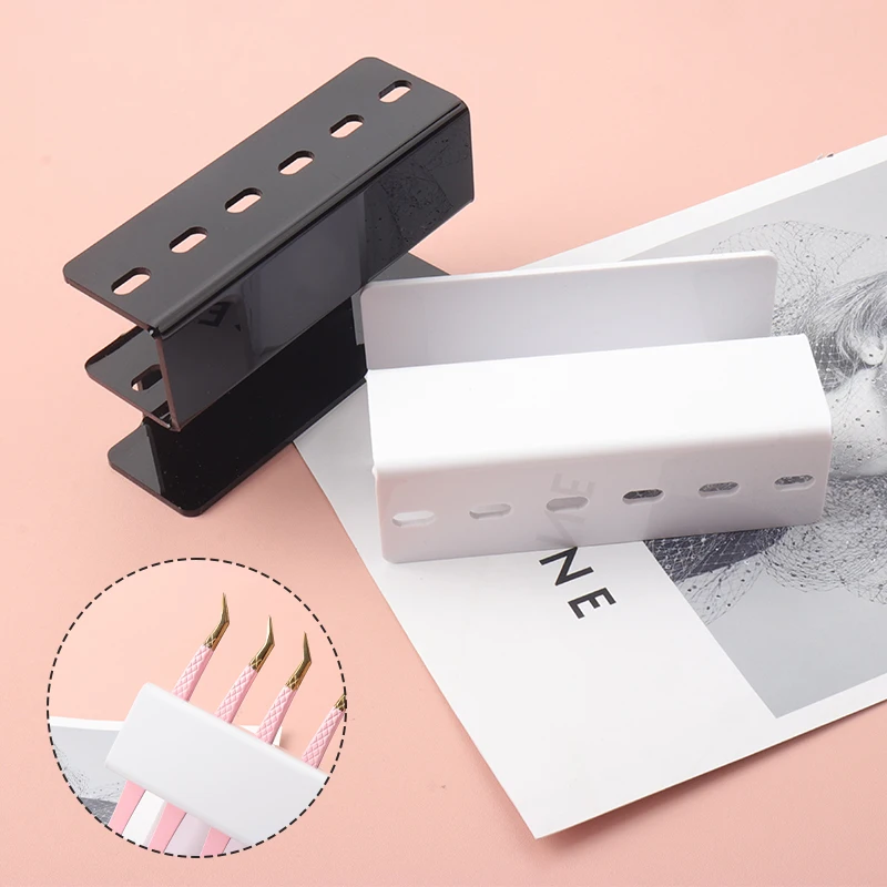 Estante de almacenamiento de pinzas de pestañas acrílicas de 6 agujeros, práctico soporte para pinzas, estante para sujetar extensiones de pestañas, herramientas de maquillaje de belleza para tatuaje