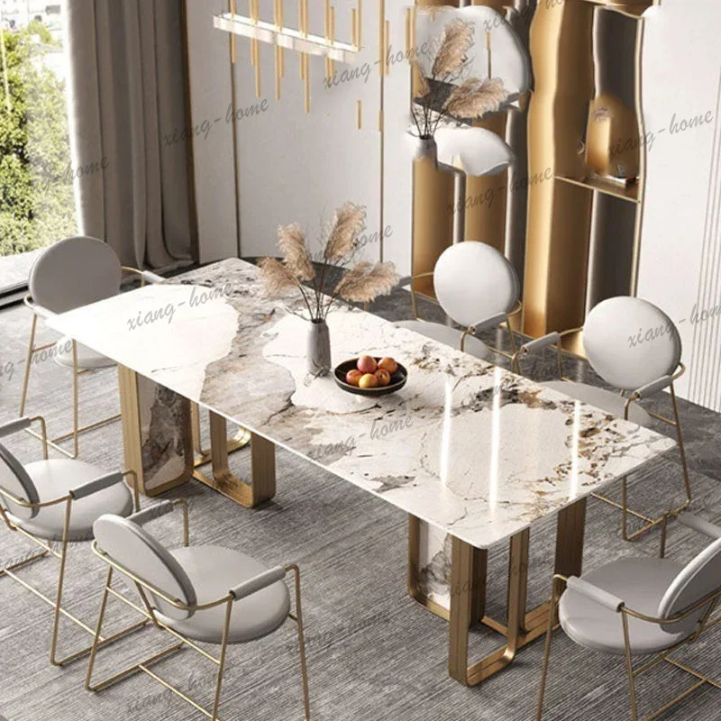 New Base Legs Dining Table White Gold Design Clearance Marble Dining Table Kitchen Salon Lounges Mesas De Comedor Furniture Home