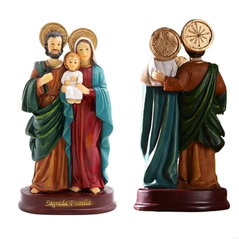 

KX4B Holy Family Decorations Resin Decorative Sculpture Christmas Ornament Decor