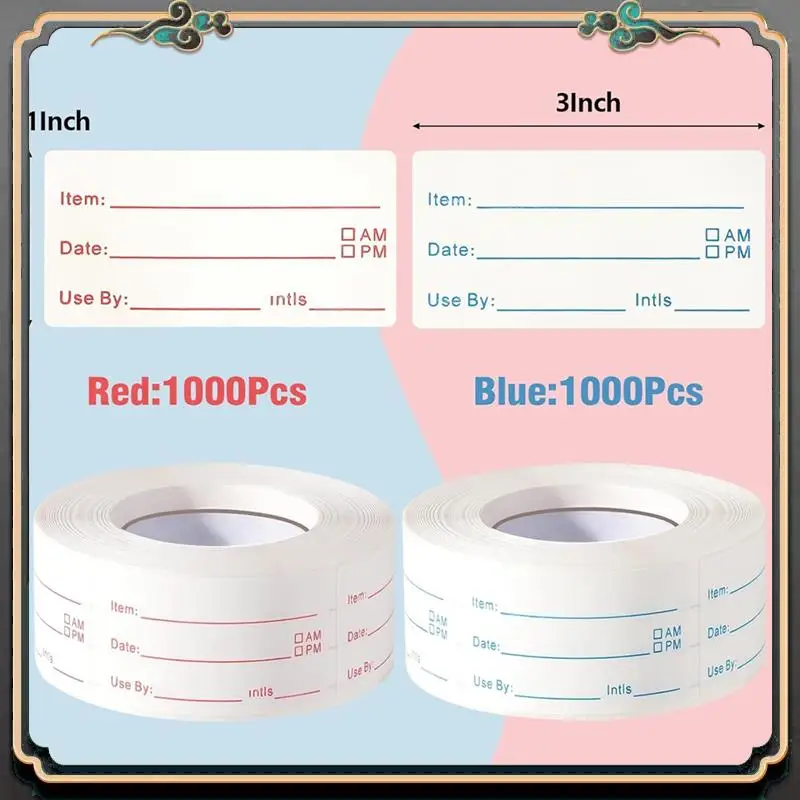 

Reliable-4 Rolls 2000Pieces Removable Freezer Labels, 1 X 2Inch Food Date Stickers Food Date Labels Refrigerator Food Labels