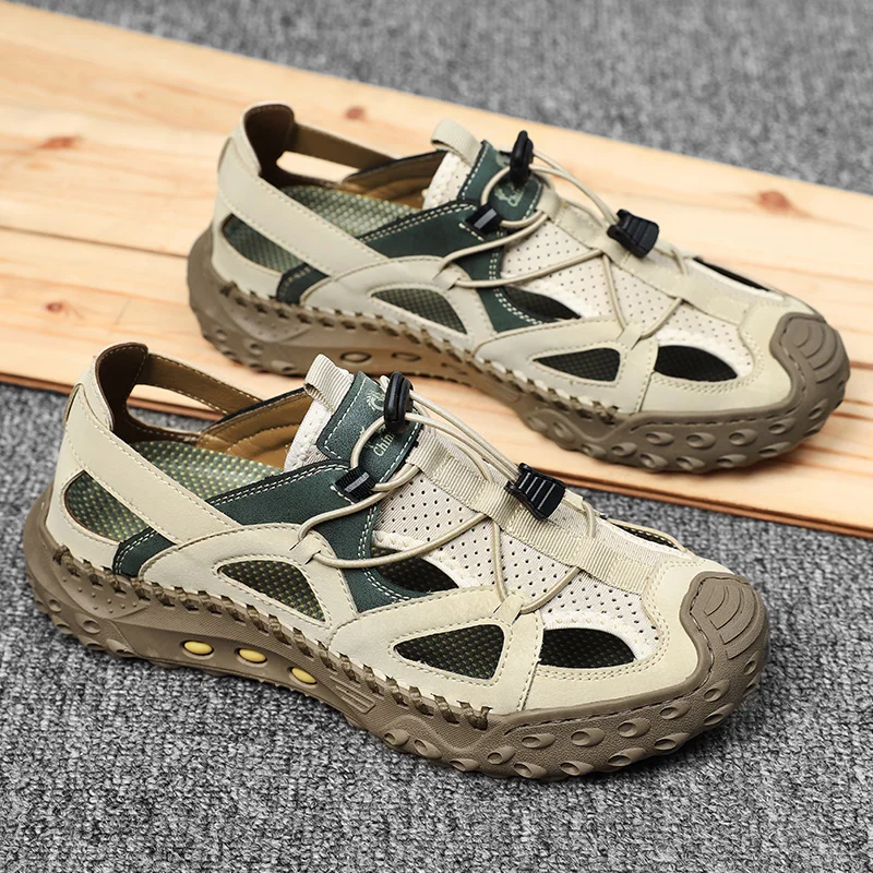 Men's Hiking Sandals Anti-Slipping Athletic Water Shoes with Arch Support Closed Toe Summer Camping Beach Sandal