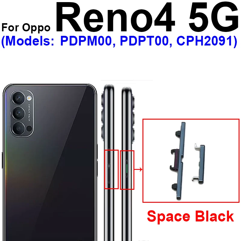 For OPPO Reno 4 4Pro 4SE 5 5Pro Plus 5G Power Volume Side Buttons Side Button On Off Power Volume Up Down Side Keypads Parts