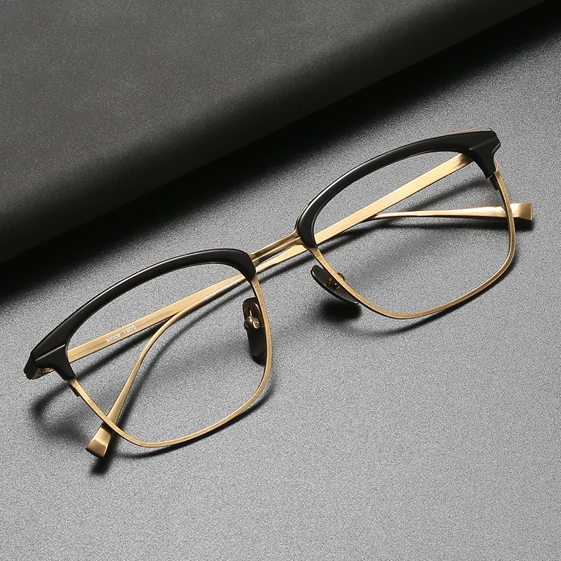 

Top Grade Lightweight Square Titanium Myopia Glasses Japanese Women Handmade Business Anti-blue Light for Men Optical Reading