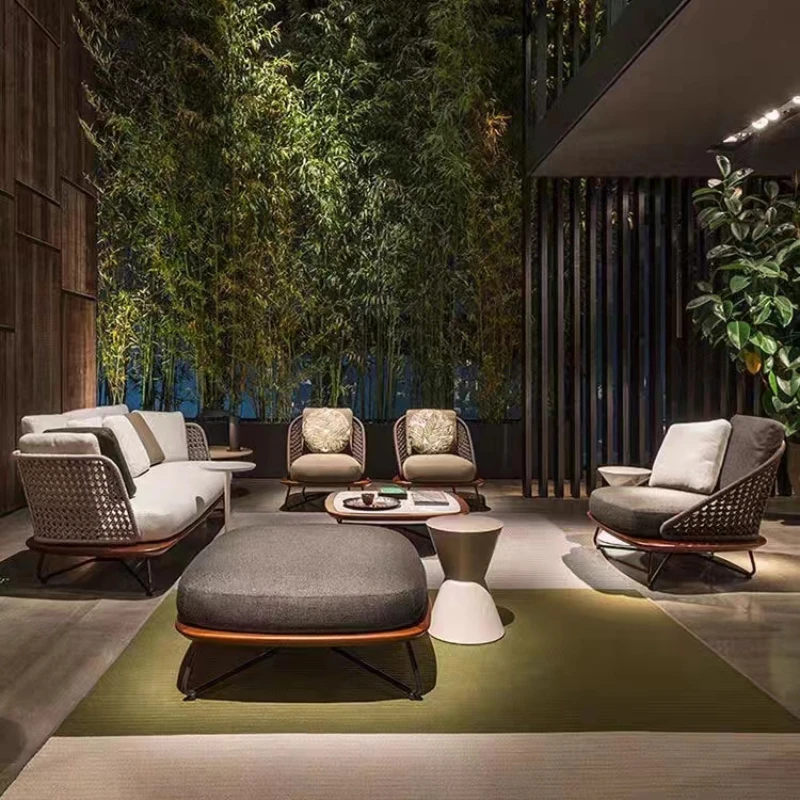 

Customizable Lounge Terrace Sofa 3 Person Balcony Outdoor Sofa Garden Single Muebles