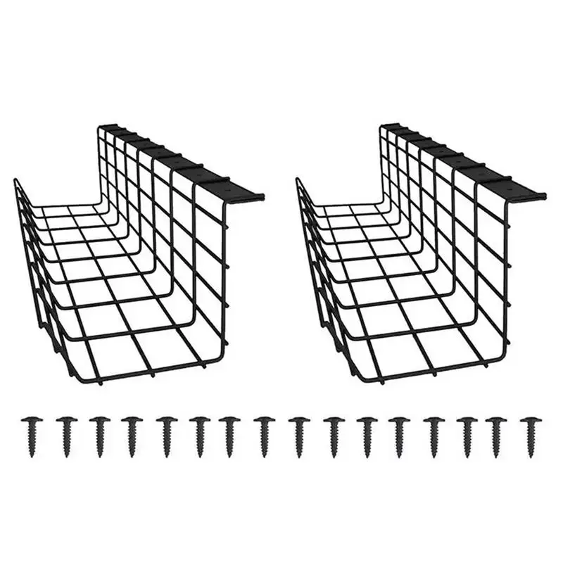 2 pçs sob a mesa bandeja de gerenciamento de cabo organizador de cabo sob a mesa de armazenamento rack cabo cabo de tira de alimentação adaptador organizador prateleira
