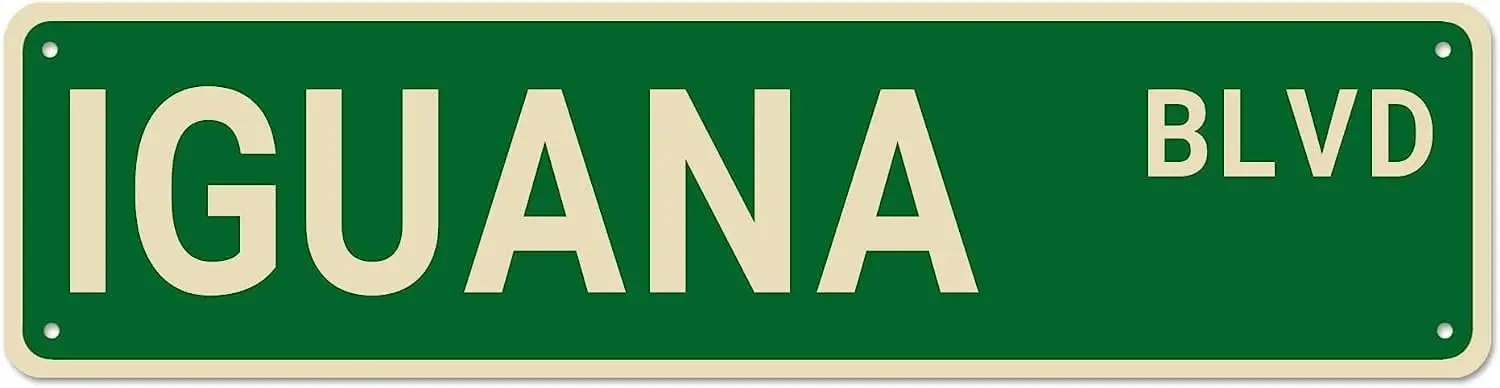 Iguana BLVD Street Sign, Iguana Sign Iguana Decor Iguana Lover Gift, Funny Wall Decor for Home/Bedroom/Man Cave, Quality Metal S