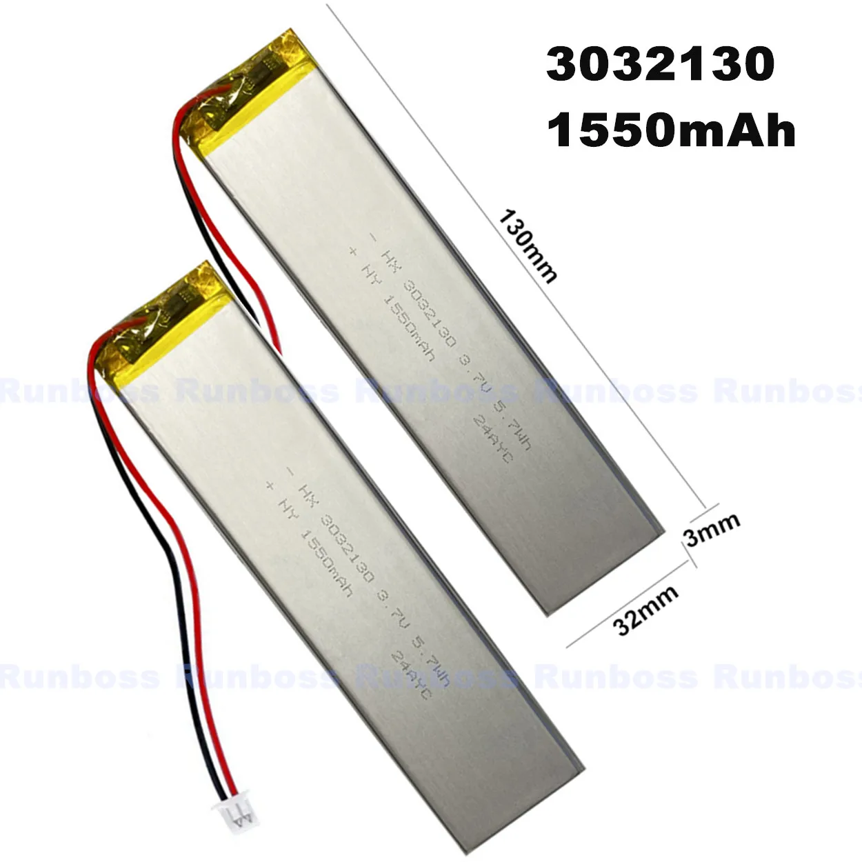 3032130 3.7V 1550mAh 1.25mm Connector Battery For Keychron K3 Keyboard Cells LED Lights Bluetooth Keyboard Car Recorder