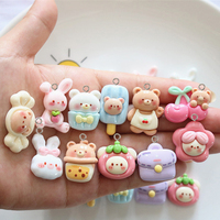 10Pcs Kawaii Cartoon Bear Rabbit Resin Charms Flatback Animals Earrings Keychain Pendant for Jewelry Making DIY Crafts Accessory