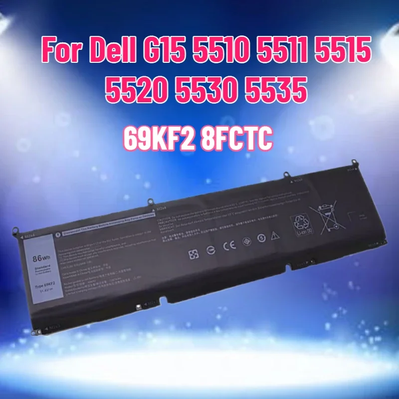 SWZY 69KF2 8FCTC Laptop Battery for Dell G15 5510 5511 5515 5520 5530 5535 Battery 11.4V