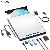 7-in-1 External CD/DVD Drive USB 3.0 Type-C DVD CD Disc Player Reader Burner with SD/TF Card Slot USB Ports for Laptop PC