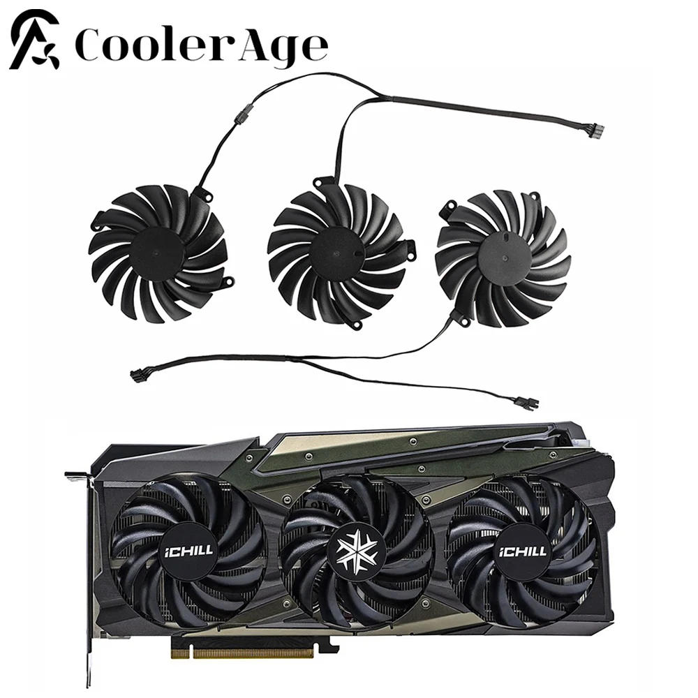 

Video Card Fan For INNO3D GeForce RTX 3070 3080 3090 3070Ti 3080Ti iCHILL X4 85MM CF-12915S Replacement Graphics Card GPU Fan