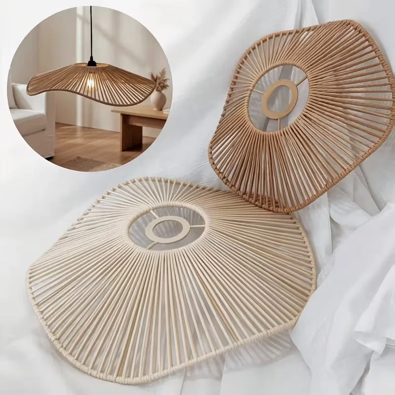Handmade Bohemian country-style woven lampshade - Ruffled vine design ceiling lampshade 4