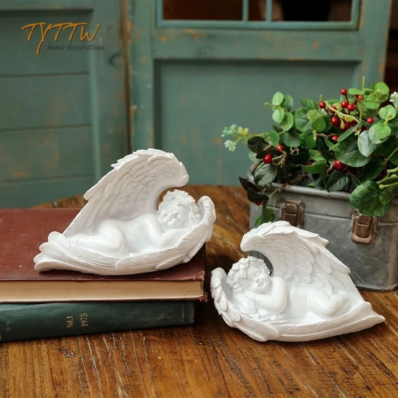 Nordic Classical Creative Praying Angel Home Decor Ornament Garden Living Room Desktop Cupid Figurine Gift for Family Friends