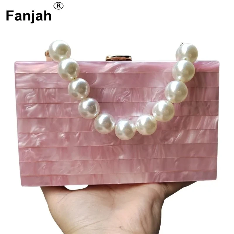 Mother of Pearl Pink Acrylic Wedding Bag Pearly Bridal Clutch Engagement Gift Bachelorette Gift Resin Purse Evening Handbags