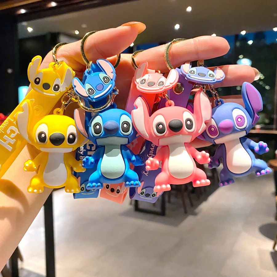 5Set 20PCS Wholesale Stitch Disney Keychain Figure Toy Cute Supple Cartoon Character Toy Keychain Pendant Fan Kid Birthday Gifts