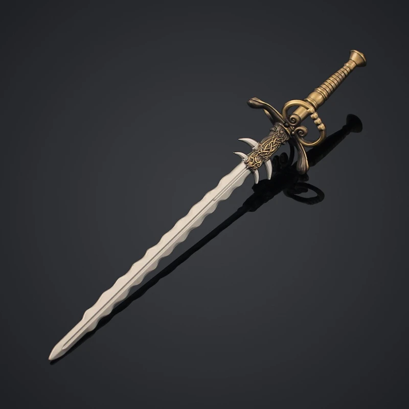 22 سنتيمتر المدمرة الداكنة الله 2 سيف مزدوج اليد مع شفرة مسننة المنشار لعبة نموذج سبيكة تحصيل لعبة هدية مزخرفة