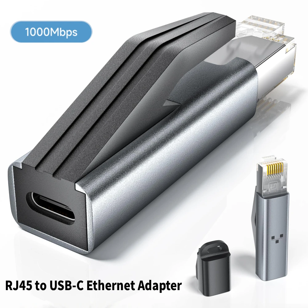 RJ45 Ethernet to USB-C Adapter Portable Gigabit RJ45 to Type-C Network LAN Hub Ethernet Adapter for MacBook iPad Laptop Switch