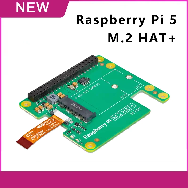 Raspberry Pi 5 M.2 HAT+ Expansion Board Gen2 Gen3 NVME M.2 SSD 2230/2242 Size M Key PCI Express GPIO Interface Board for RPI5 Pi