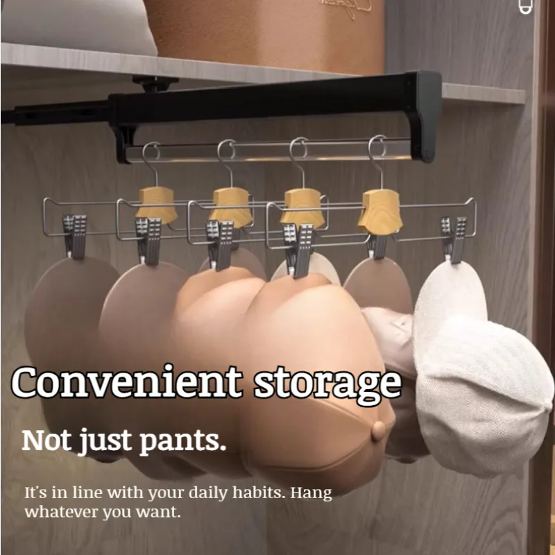 Retractable pants rack pullout organizer Multifunctional household closet top loading pants racks