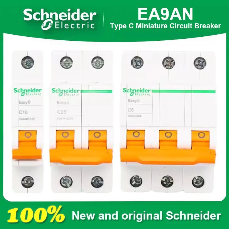 

100% New and Original Schneider Electric EA9AN 1P 2P 3P 4P 6A 10A 16A 20A 32A 40A 63A Type C Small Circuit Breaker