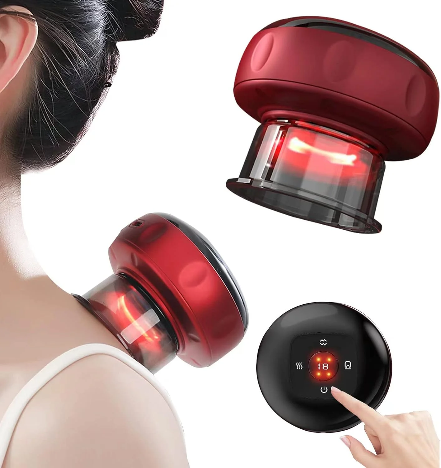 USB Smart Electric Vacuum Cupping Device Body Scraping Massager Heating Suction Cup Device Physical Fatigue Relief Beauty Health