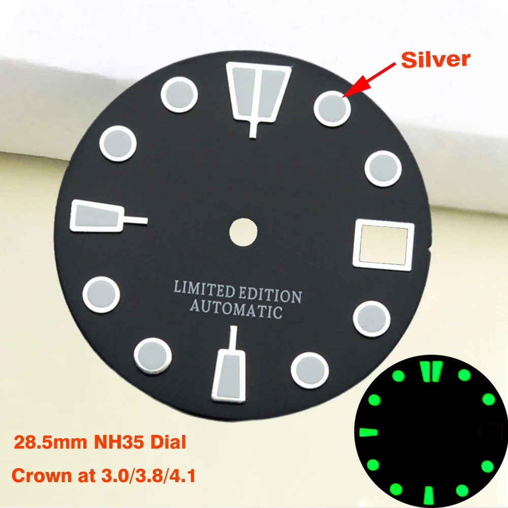 SKX007 SPRD 6105 터틀 참치 시계 케이스 NH35 NH36 시계 다이얼 부품용 맞춤형 28.5mm 그린 야광 다이얼