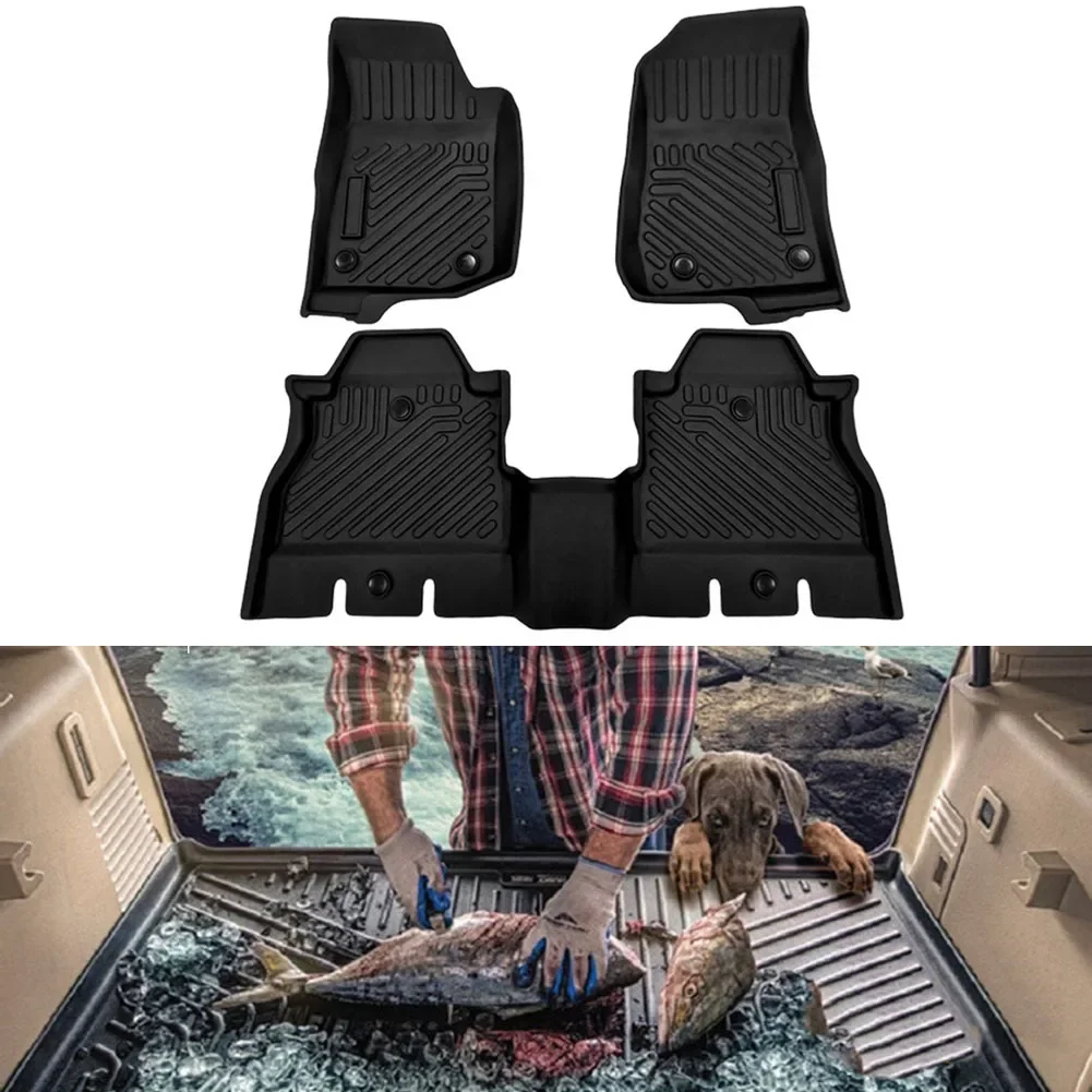 3-Piece Cargo Floor Liners Mats All Weather For Jeep Wrangler JL 2019 2020 Four Doors Left Rudder