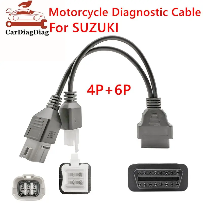 Motorcycle Diagnostic Cable For SUZUKI 4Pin+6Pin Cable Motorbike Diagnostic Cable Scanner Connector OBD Extension Cable